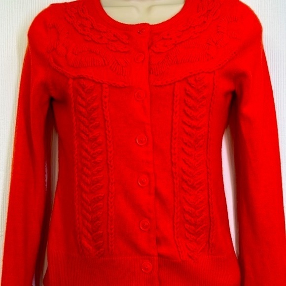 Tabitha - Anthropologie Orange Embroidered Flowers Button Up Cardigan Size XS - Picture 7 of 11